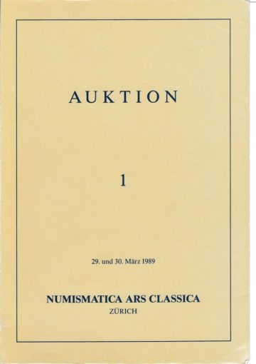 Numismatica Ars Classica Auction 1 (1989) cover