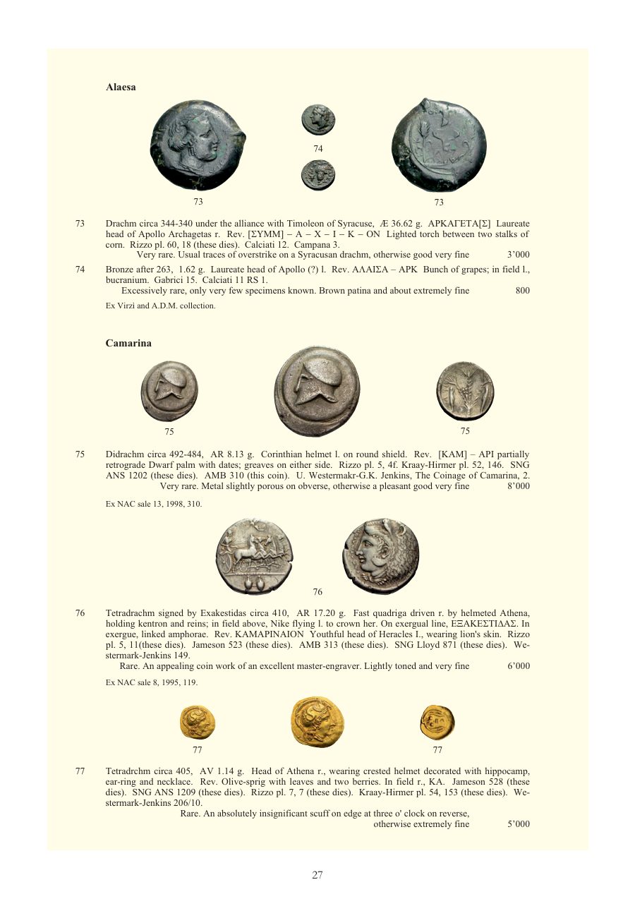 Numismatica Ars Classica Auction 27 (2004) page 27
