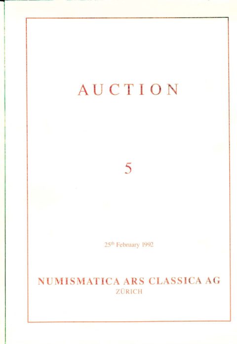 Numismatica Ars Classica Auction 5 (1992) cover