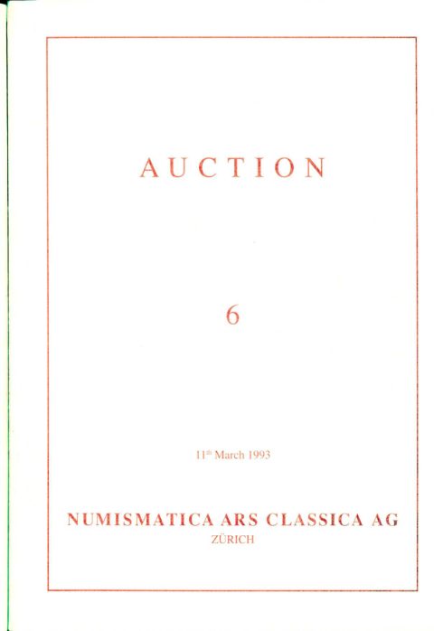 Numismatica Ars Classica Auction 6 (1993) cover