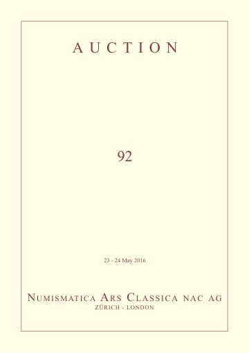 Numismatica Ars Classica Auction 92 (2016) cover