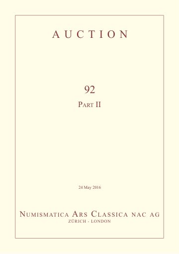 Numismatica Ars Classica Auction 92 II (2016) cover